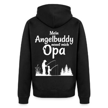 Angeln mit Opa - Unisex Premium Bio Zip Hoodie - Schwarz - Hinten - Nico (187cm)