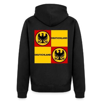 Deutschland Quadrat Wappen - Unisex Premium Bio Zip Hoodie - Schwarz - Hinten - Nico (187cm)