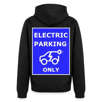 Electric Car Parking Sign - Unisex Premium Organic Zip Hoodie - black - Back - Nico (187cm)