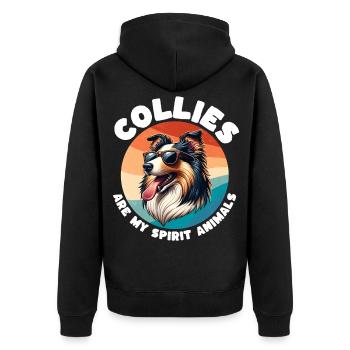 Expressions drôles sur le collie à poils longs - Veste à capuche bio Premium Unisexe - noir - Dos - Nico (187cm)