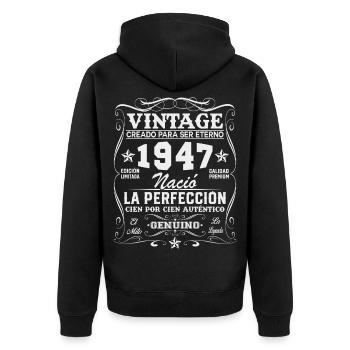 80 Ans 1947 Vintage Cadeau D’anniversaire - Veste à capuche bio Premium Unisexe - noir - Dos - Nico (187cm)