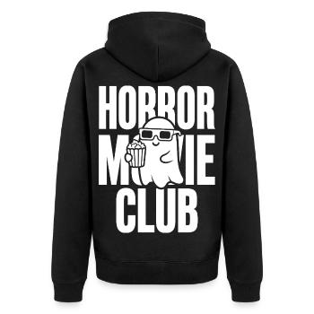 Horror Movie Club Ghost - Unisex Premium Organic Zip Hoodie - black - Back - Nico (187cm)