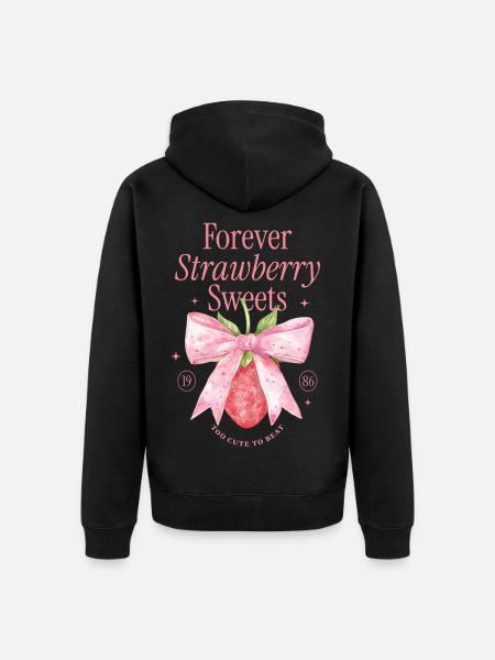 Coquette Bow fraise millésime - Veste à capuche bio Premium Unisexe - noir