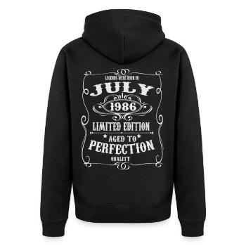 Legends est né en juillet 1986 - Veste à capuche bio Premium Unisexe - noir - Dos - Nico (187cm)