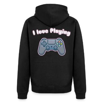 I Love Playing - Gaming Controller Design - Unisex Premium Organic Zip Hoodie - black - Back - Nico (187cm)