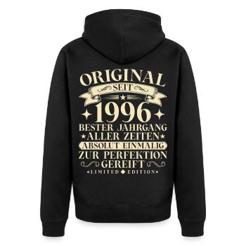 Vintage 1996 Jahrgang Geburtstag Retro - Unisex Premium Bio Zip Hoodie - Schwarz - Hinten - Nico (187cm)