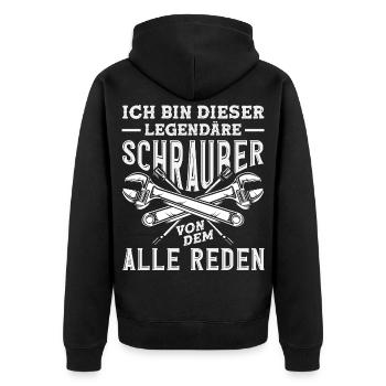 Legendärer Schrauber Kfz Mechaniker Auto Tuning - Unisex Premium Bio Zip Hoodie - Schwarz - Hinten - Nico (187cm)