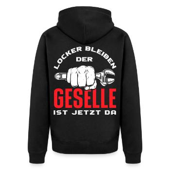 Locker Bleiben Der Geselle Ist Da Handwerker Kfz - Unisex Premium Bio Zip Hoodie - Schwarz - Hinten - Nico (187cm)