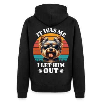 Funny Yorkshire Terrier Sayings - Unisex Premium Organic Zip Hoodie - black - Back - Nico (187cm)