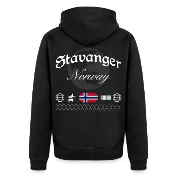 Souvenir de voyage Stavanger Norway Streetwear - Veste à capuche bio Premium Unisexe - noir - Dos - Nico (187cm)