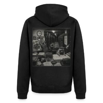 Fan de Crime Animale Échec Raton Laveur Noir Rétro Noir - Veste à capuche bio Premium Unisexe - noir - Dos - Nico (187cm)