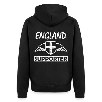 England Unterstützer mit Flügeln - Unisex Premium Bio Zip Hoodie - Schwarz - Hinten - Nico (187cm)