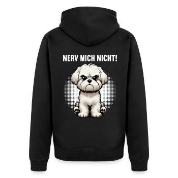 Nerv Mich Nicht Malteser Malteserbesitzer Maltese - Unisex Premium Bio Zip Hoodie - Schwarz - Hinten - Nico (187cm)