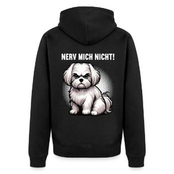 Nerv Mich Nicht Malteser Malteserbesitzer Maltese - Unisex Premium Bio Zip Hoodie - Schwarz - Hinten - Nico (187cm)
