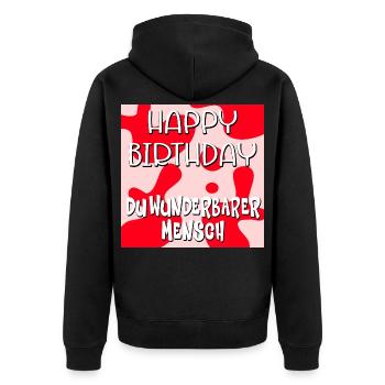 Geburtstag Wunderbarer Mensch - Unisex Premium Bio Zip Hoodie - Schwarz - Hinten - Nico (187cm)