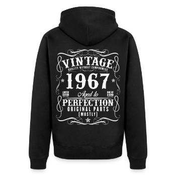60 Jahre 1967 Vintage-Geburtstagsgeschenk - Unisex Premium Bio Zip Hoodie - Schwarz - Hinten - Nico (187cm)