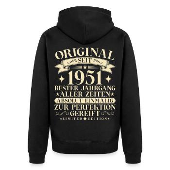 Vintage 1951 Jahrgang Geburtstag Retro - Unisex Premium Bio Zip Hoodie - Schwarz - Hinten - Nico (187cm)