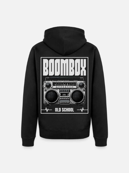 Boombox Old School – Radio rétro - Veste à capuche bio Premium Unisexe - noir