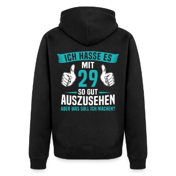 29 Jahre 29. Geburtstag Mann Frau 29 Jahre - Unisex Premium Bio Zip Hoodie - Schwarz - Hinten - Nico (187cm)