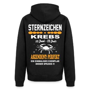 Krebs Sternzeichen Horoskop Aszendent Perfekt - Unisex Premium Bio Zip Hoodie - Schwarz - Hinten - Nico (187cm)