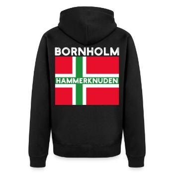 Bornholm Hammerknuden - Unisex Premium Bio Zip Hoodie - Schwarz - Hinten - Nico (187cm)
