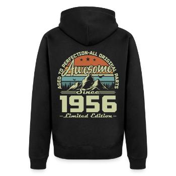 70th Birthday Gift 1956 Vintage Retro - Unisex Premium Organic Zip Hoodie - black - Back - Nico (187cm)
