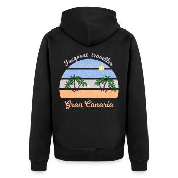 Gran Canaria Palmenstrand Retro - Unisex Premium Bio Zip Hoodie - Schwarz - Hinten - Nico (187cm)