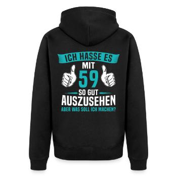 59 Jahre 59. Geburtstag Mann Frau 59 Jahre - Unisex Premium Bio Zip Hoodie - Schwarz - Hinten - Nico (187cm)