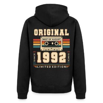 34th Birthday Gift August Vintage 1992 - Unisex Premium Organic Zip Hoodie - black - Back - Nico (187cm)