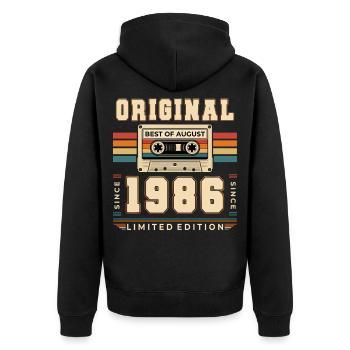 Cadeau d’anniversaire pour 40 ans Août 1986 - Veste à capuche bio Premium Unisexe - noir - Dos - Nico (187cm)