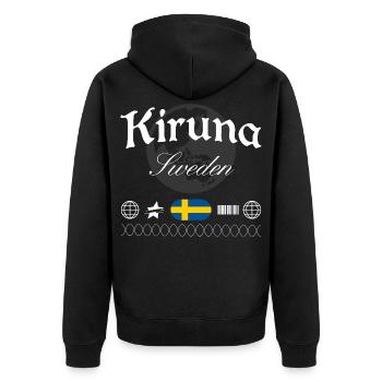 Souvenir de voyage Kiruna Sweden Streetwear - Veste à capuche bio Premium Unisexe - noir - Dos - Nico (187cm)