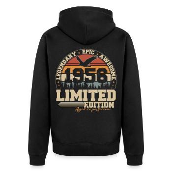1956 Jahrgang Vintage Geburtstag Geschenk - Unisex Premium Bio Zip Hoodie - Schwarz - Hinten - Nico (187cm)