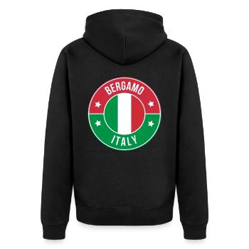 Bergamo Italy Circle Flag Badge - Unisex Premium Organic Zip Hoodie - black - Back - Nico (187cm)