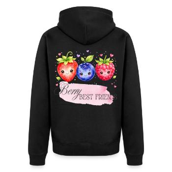 Berry Best Friends Trio - Unisex Premium Organic Zip Hoodie - black - Back - Nico (187cm)
