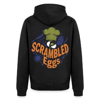 Breakfast Funny Brunch Coffee Scrambled Eggs - Unisex Premium Organic Zip Hoodie - black - Back - Nico (187cm)