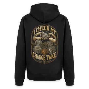 Coin Collector Numismatics Coin Collecting - Unisex Premium Organic Zip Hoodie - black - Back - Nico (187cm)