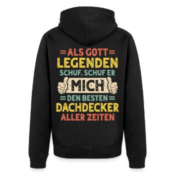 Dachdecker - Unisex Premium Bio Zip Hoodie - Schwarz - Hinten - Nico (187cm)