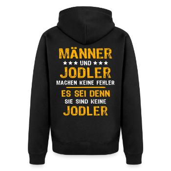 Jodler Jodeln - Unisex Premium Bio Zip Hoodie - Schwarz - Hinten - Nico (187cm)