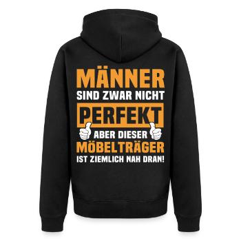 Lustige Möbelträger Sprüche - Unisex Premium Bio Zip Hoodie - Schwarz - Hinten - Nico (187cm)
