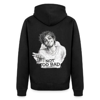 Not Too Bad Funny Pencil Sketch - Unisex Premium Organic Zip Hoodie - black - Back - Nico (187cm)