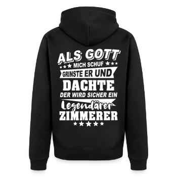Zimmerer - Unisex Premium Bio Zip Hoodie - Schwarz - Hinten - Nico (187cm)