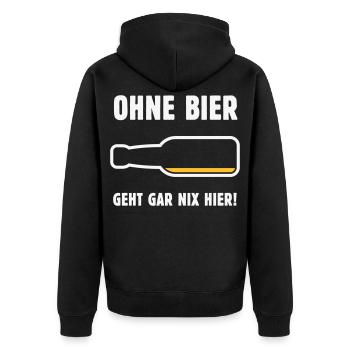 Ohne Bier Geht Gar Nix Hier! (Bierchen / NEG 2C) - Unisex Premium Bio Zip Hoodie - Schwarz - Hinten - Nico (187cm)