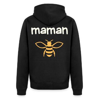 Maman Abeille sur Noir - Veste à capuche bio Premium Unisexe - noir - Dos - Nico (187cm)