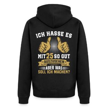 25. Geburtstag Mann Frau 25 Jahre - Unisex Premium Bio Zip Hoodie - Schwarz - Hinten - Nico (187cm)