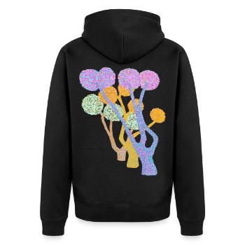 Dotted Colour Tree Pompom Forest - Unisex Premium Organic Zip Hoodie - black - Back - Nico (187cm)