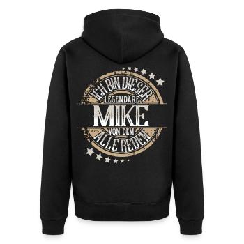 Mike - Unisex Premium Bio Zip Hoodie - Schwarz - Hinten - Nico (187cm)