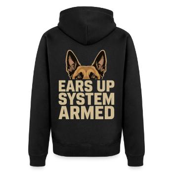 Système Ears Up Belgique armé Malinois - Veste à capuche bio Premium Unisexe - noir - Dos - Nico (187cm)