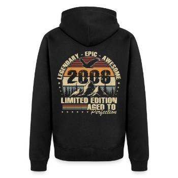 20th Birthday Gift 2006 Vintage Retro - Unisex Premium Organic Zip Hoodie - black - Back - Nico (187cm)