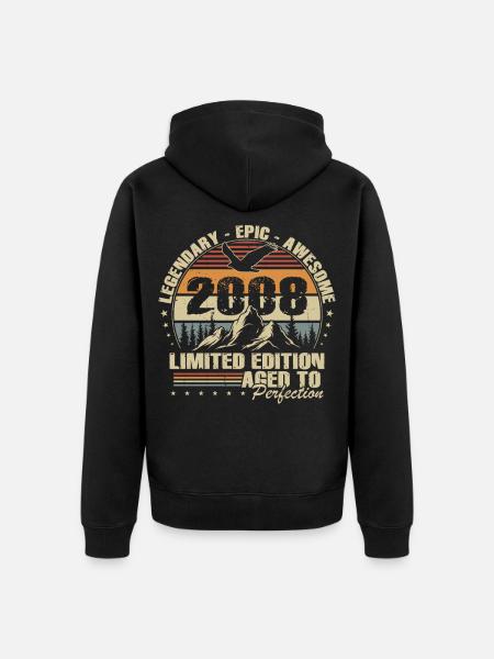 Regalo per il 18° compleanno 2008 Vintage Retro - Felpa con cappuccio ecologica premium unisex - nero