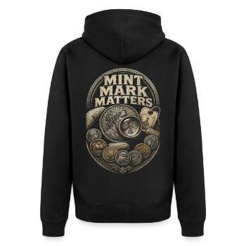 Collectionneur de pièces, Numismatique, Marks de la Monnaie Importance - Veste à capuche bio Premium Unisexe - noir - Dos - Nico (187cm)